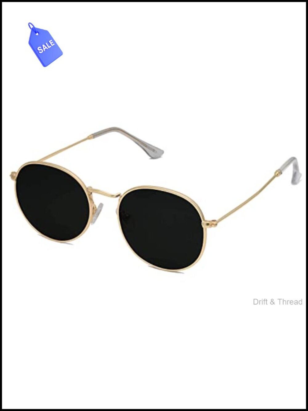 Round Polarized Sunglasses UV Protection Stainless Steel Frame Full Frame